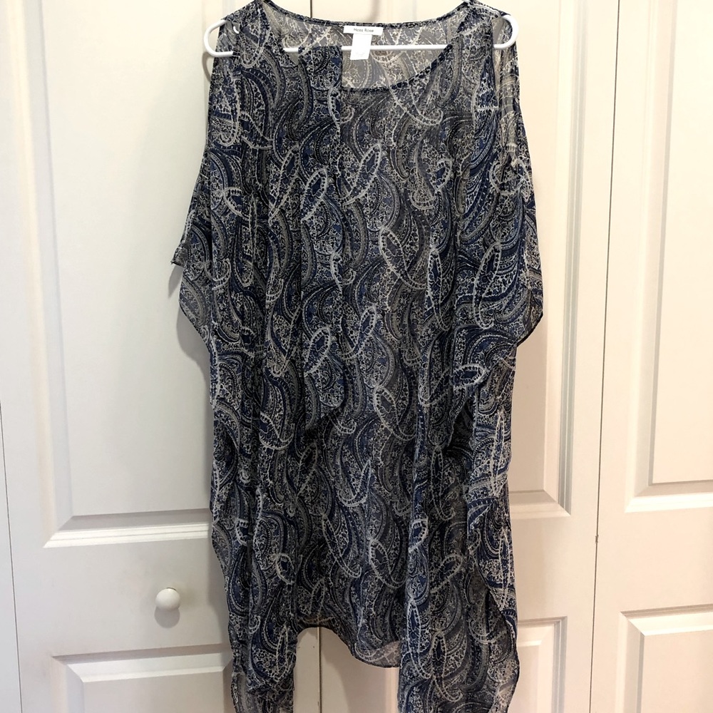 Pool/Beach Cover Up Blue Paisley Print OSFM